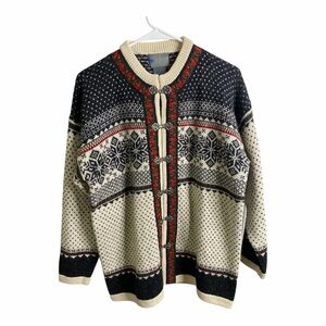 Vintage Nordic Pattern Men's Cardigan Sweater